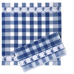 Keukendoek blauw molen, Twents Damast