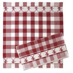 Theedoek rood molen, Twents Damast