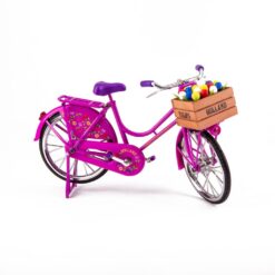 Fiets roze met tulpen