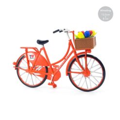 Miniatuur fiets oranje met tulpenmandje